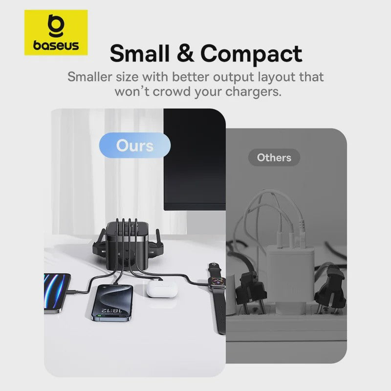 Baseus 7-in-1 GaN Power Strip: 30W Snellader met 3 Stopcontacten, 2x USB-A & 2x USB-C PD