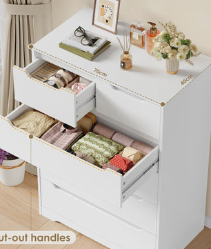 Stijlvolle Witte Commode met 6 Lades - Veelzijdige Opbergkast voor Woonkamer, Slaapkamer of Hal
