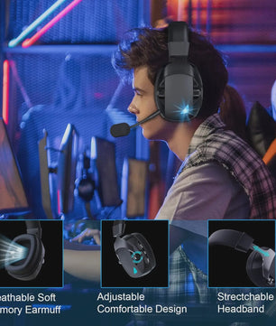 Draadloze Gaming Headset met Noise Cancelling Microfoon - 2.4G, Bluetooth & USB/3.5mm