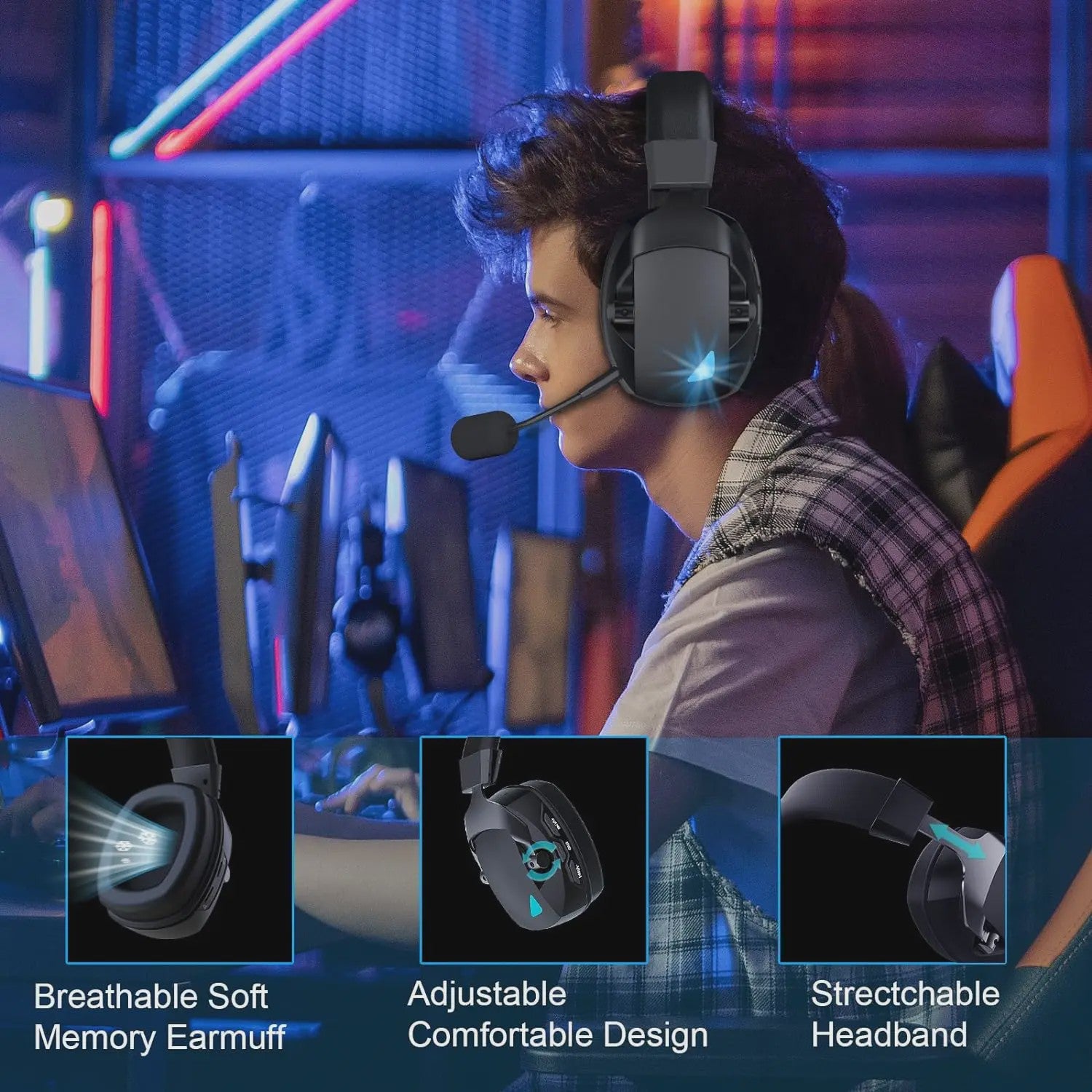 Draadloze Gaming Headset met Noise Cancelling Microfoon - 2.4G, Bluetooth & USB/3.5mm