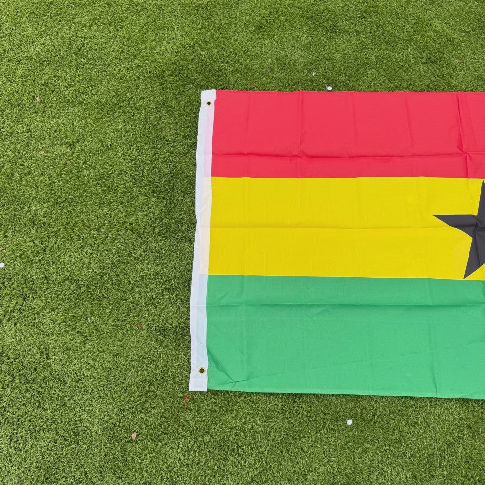 Grote Ghanese Vlag 150x90cm - Duurzaam Polyester, Dubbel Gestikt