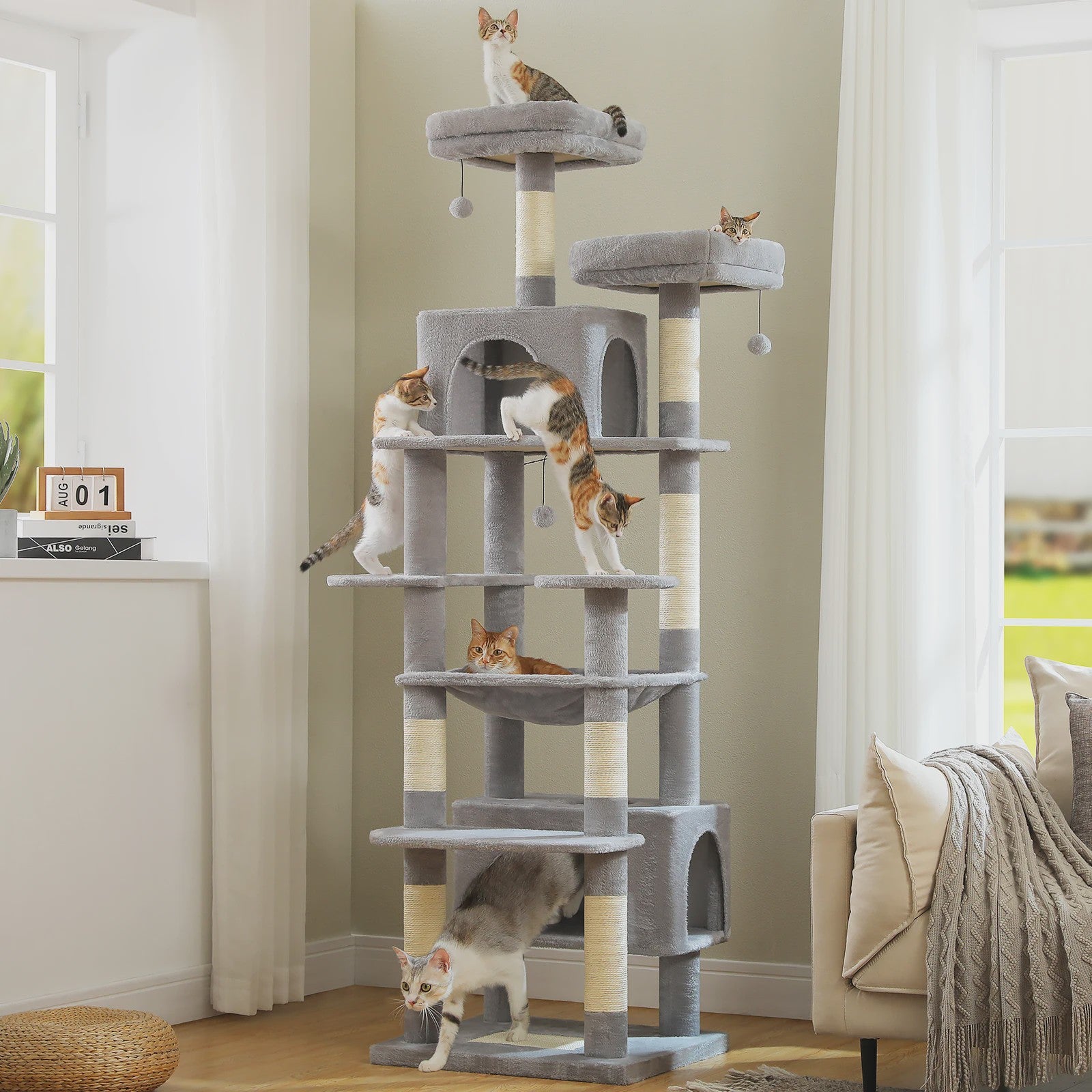 Grote Kattenboom met Krabpalen, Hangmat en Speeltjes - Meerdere Niveaus