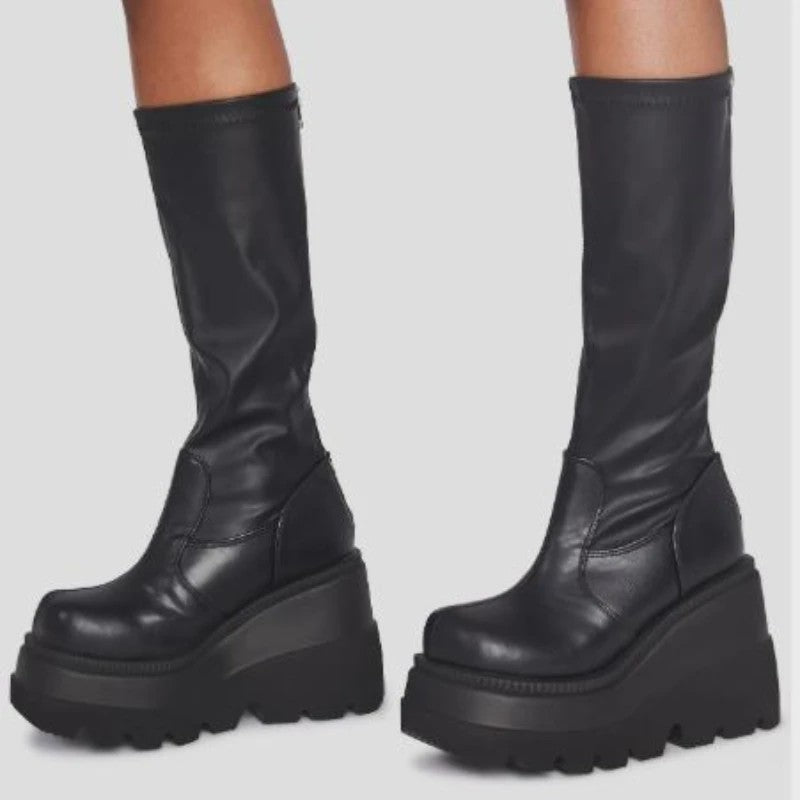 Dames Winter Laarzen met Plateauzool - Hoge Top, Anti-slip & Gothic Stijl