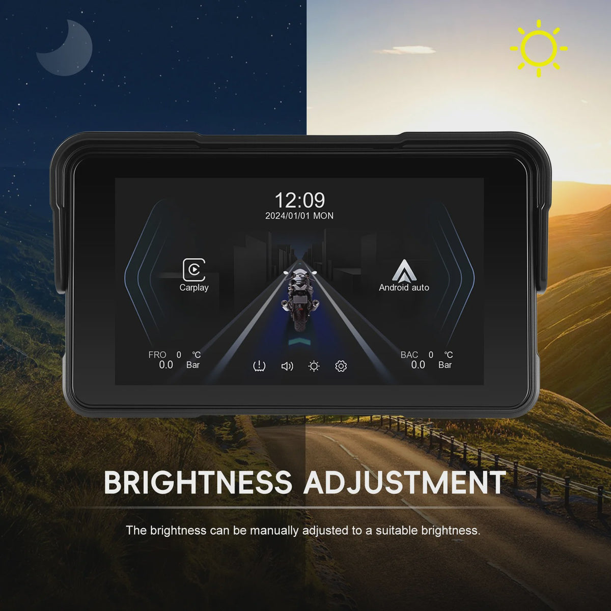5" Motorcycle Smart Screen met CarPlay & Android Auto - Waterdicht & Bluetooth