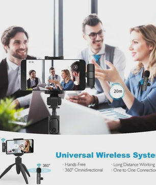 Draadloze Lavalier Microfoon Set (2.4G) voor iPhone & Android - Live Streaming & Opnames