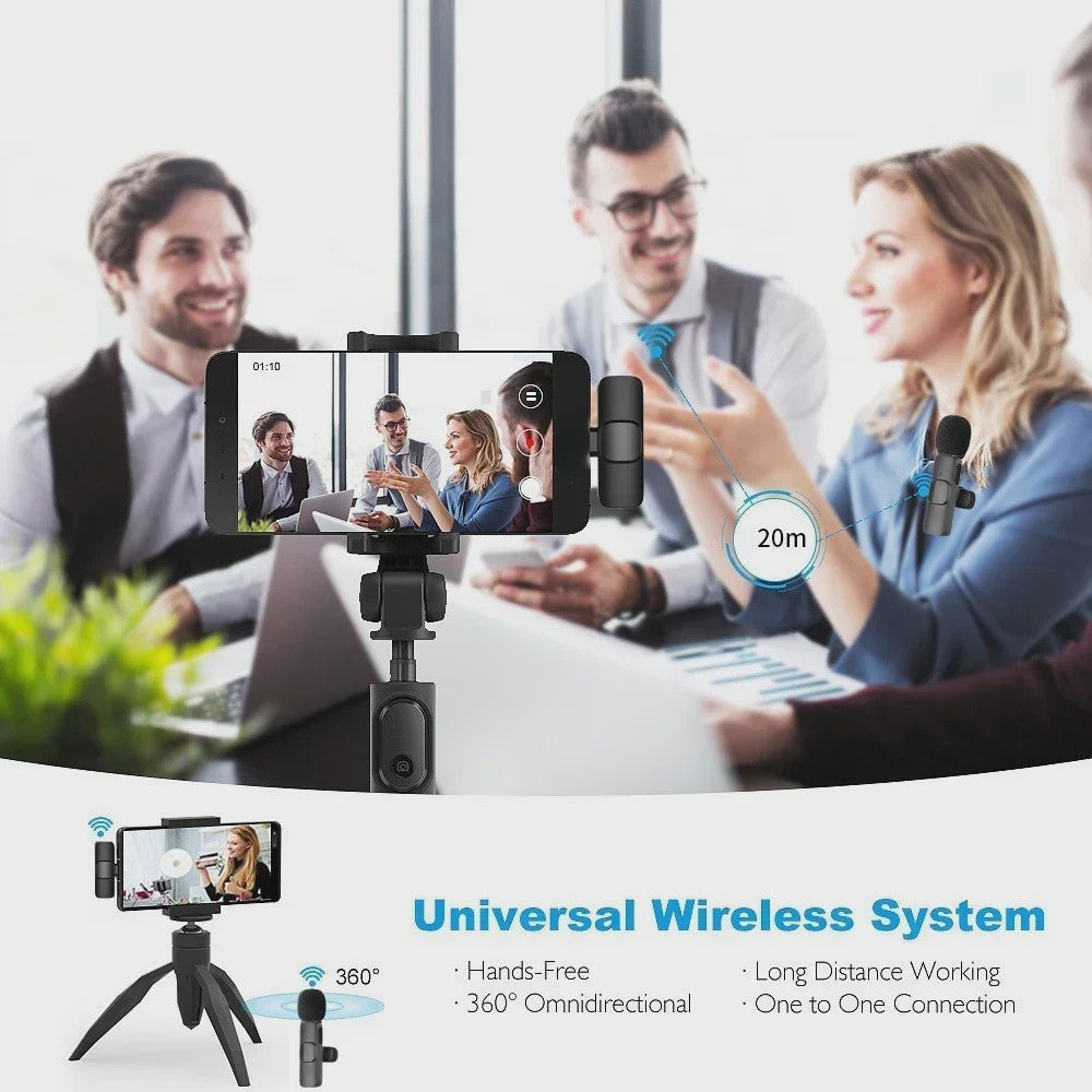 Draadloze Lavalier Microfoon Set (2.4G) voor iPhone & Android - Live Streaming & Opnames
