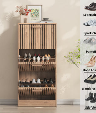 Houten Schoenenkast met Klapdeuren en Stofvrije Opbergruimte