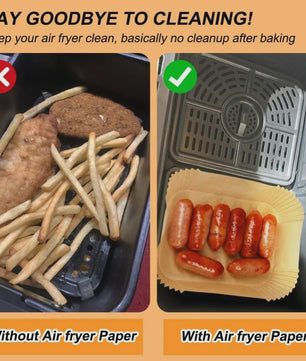 Wegwerp Airfryer Liners (10.4L & 5.2L) - Rechthoekig Bakpapier, Olie- & Waterbestendig