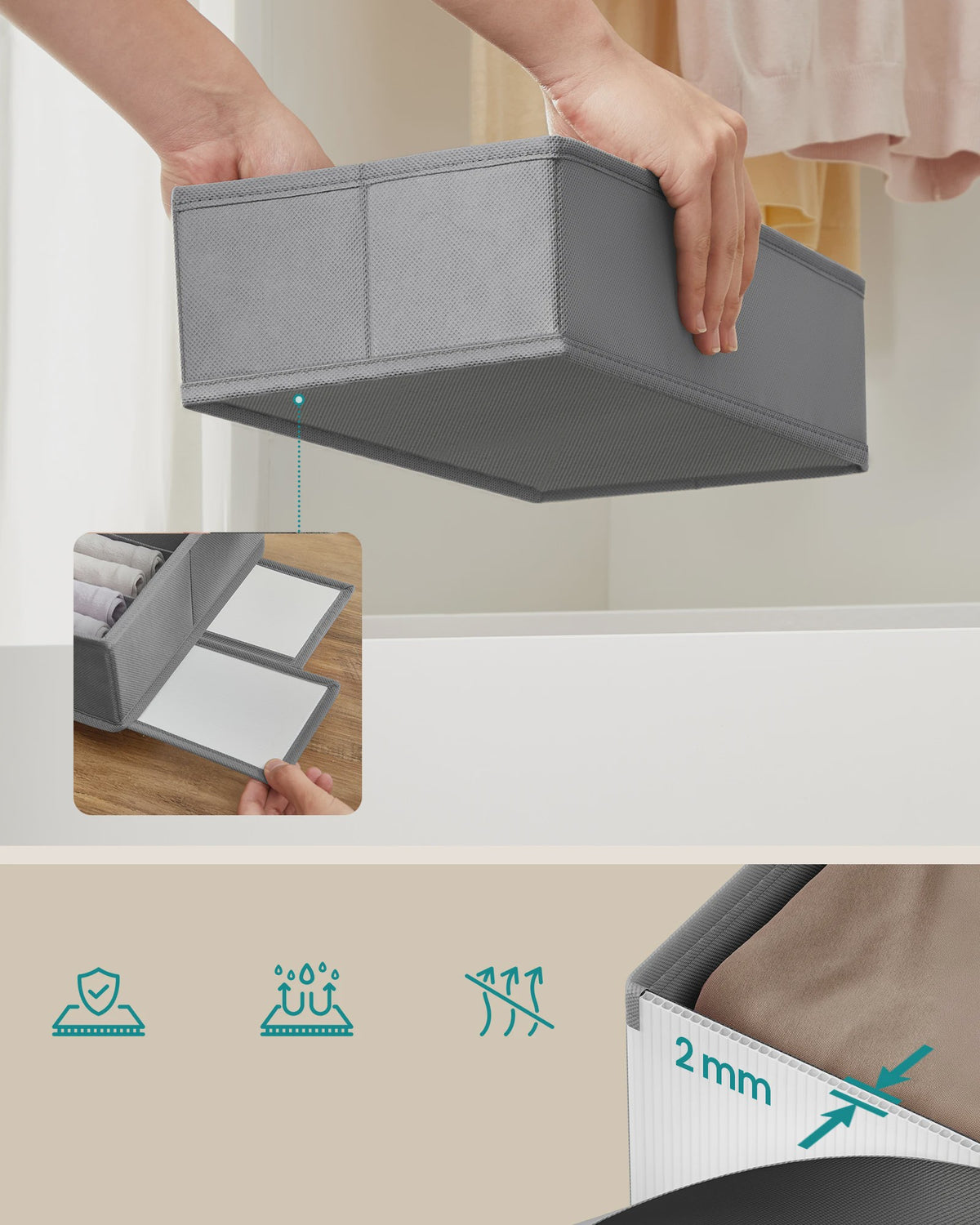Songmics 4-delige Opvouwbare Lade-Organizers Set - Ideaal voor Kleding en Accessoires