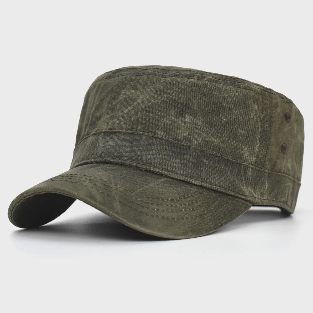 Waterdichte Canvas Militaire Pet voor Heren - Vintage Cadet Stijl