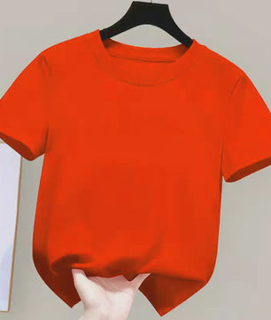100% Katoenen T-shirt Dames & Kinderen - Zomer, Kortmouw, Wit Effen, Schattig Stijl