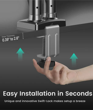 NearHub MS-002 Dubbele Monitor Arm met Klem- en Grommetbevestiging - Ergonomisch & Flexibel