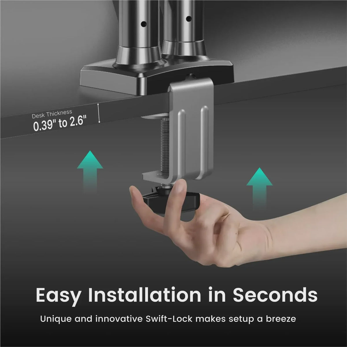 NearHub MS-002 Dubbele Monitor Arm met Klem- en Grommetbevestiging - Ergonomisch & Flexibel