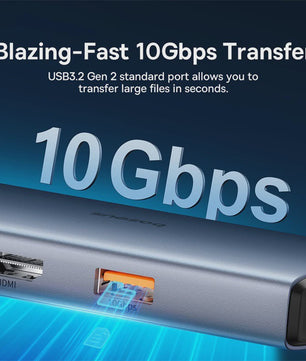 Baseus 6-in-1 USB-C Hub: 4K HDMI, 10Gbps USB 3.2, PD 100W, RJ45 Adapter