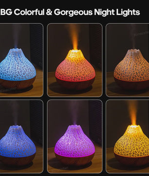 Volcano Luchtbevochtiger 300ml met Kleurrijk Nachtlampje - USB Desktop Vernevelaar