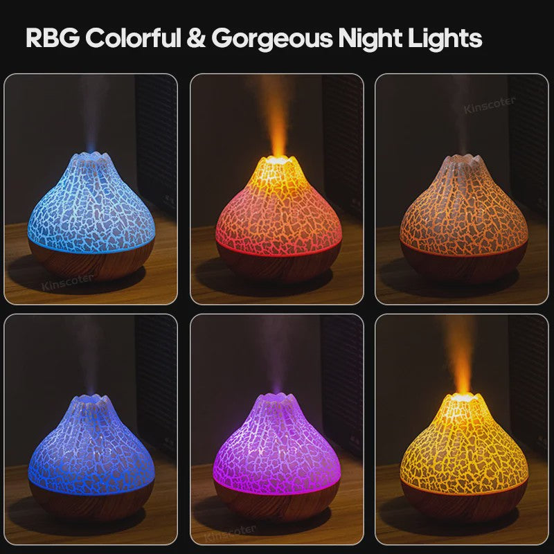 Volcano Luchtbevochtiger 300ml met Kleurrijk Nachtlampje - USB Desktop Vernevelaar