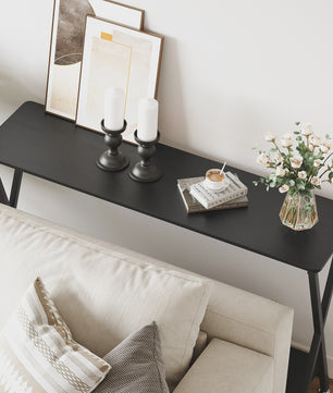Smalle Console Tafel met Plank en Metaal Frame - Hal, Entree, Achterbank Meubel