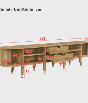 Modern TV Meubel met Rotan Deur en Veel Opbergruimte - Landelijke Stijl