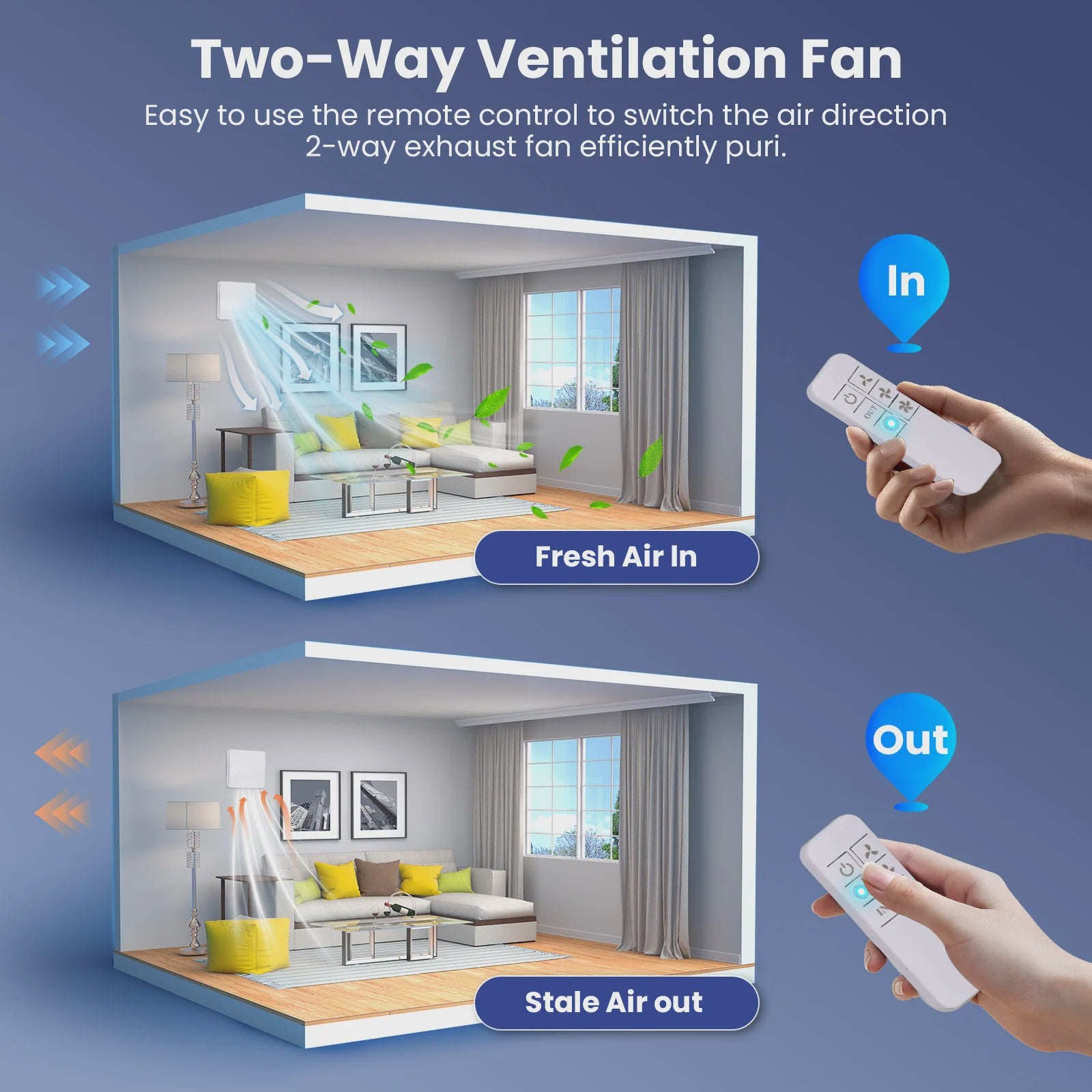 Bathroom Kitchen Extractor Fan Remote Control Multifunction Max 5.7W 3 Speeds DC Motor Check Valve Timer 100mm