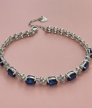 925 Sterling Zilveren Armband met Donkerblauwe Edelstenen - Elegant & Modieus Cadeau