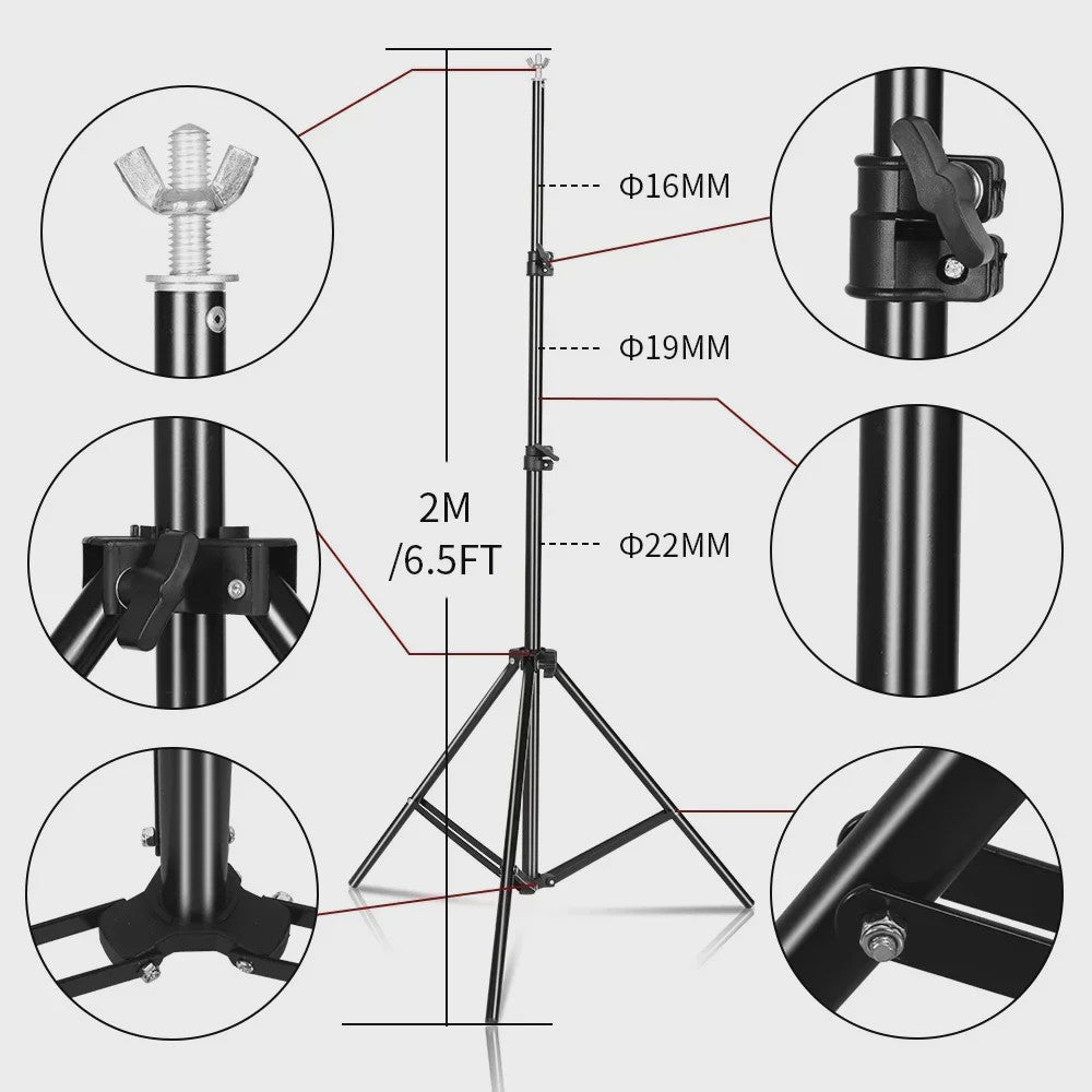 Professionele Achtergrond Stand Set (2x2M, 2x3M, 2.6x3M) - Draagbaar & Duurzaam
