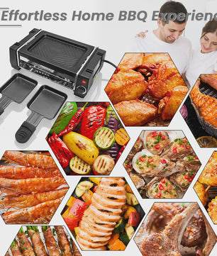 Elektrische BBQ Grill met Dubbele Laag & Verstelbare Temperatuur - Rookvrij Binnen/Buiten