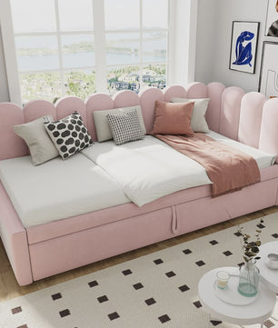 Multifunctionele Velours Sofa Bed met Uitschuifbaar Gastenbed - Ruimtebesparend Design