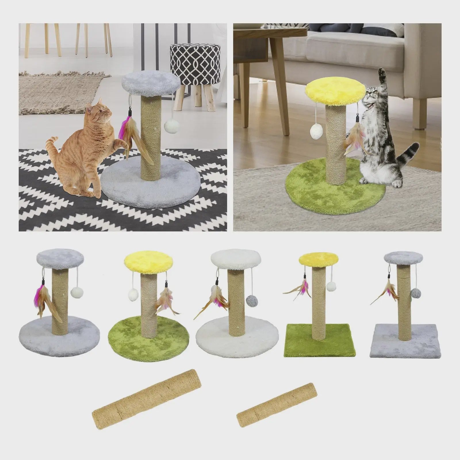 Kattenkrabpaal met Sisal Touw en Speeltjes - Beschermt uw Meubels