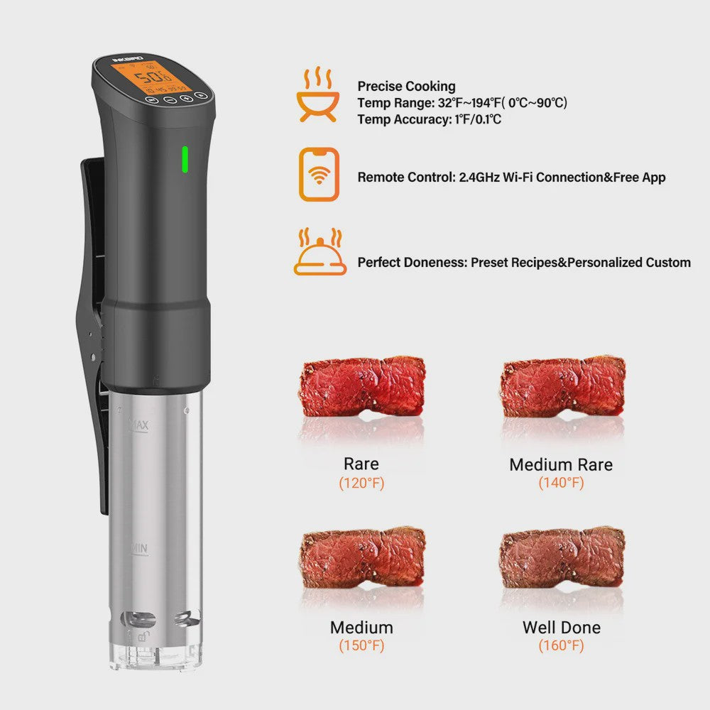 INKBIRD ISV-200W Wi-Fi Sous Vide Precisie Kookapparaat - Krachtig & Duurzaam met RVS