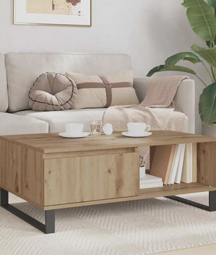 Handgemaakte Eiken Salontafel 90x60x35 cm - Modern Design met Opbergruimte