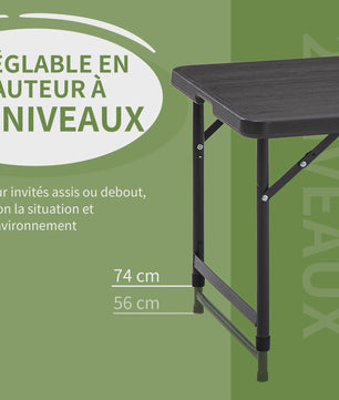 Outsunny Opvouwbare Campingtafel voor 4 Personen - In hoogte Verstelbaar, 118x60x74 cm
