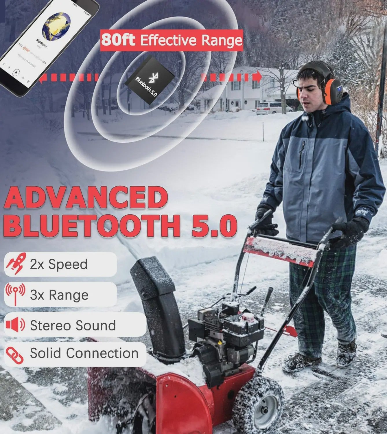 PROHEAR Bluetooth 5.0 Gehoorbescherming Koptelefoon met Ruisonderdrukking & Oplaadbare Batterij
