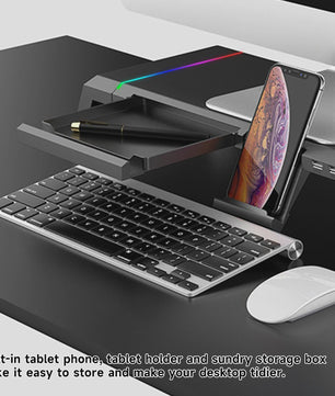 Monitorstandaard met USB 3.0 Hub en RGB Verlichting - Opklapbaar Bureau Organizer