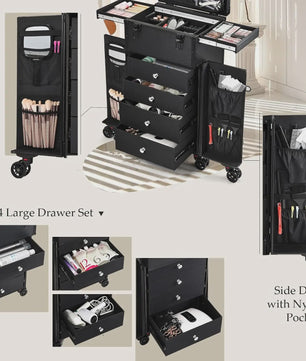Professionele Make-up Trolley Koffer op Wielen - Mobiel Barber Station met Lades en Slot