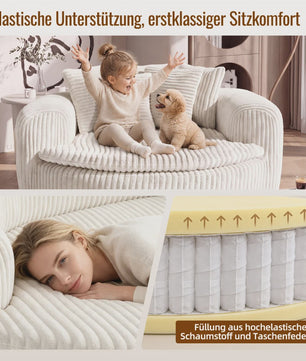 Moderne Corduroy Beanbag Fauteuil met Extra Brede Armleuningen en 5 Kussens - Comfortabele Lounge Stoel voor Woonkamer & Slaapkamer