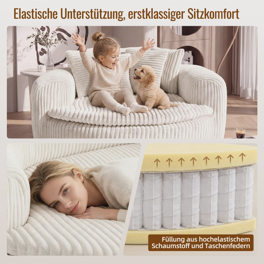 Moderne Corduroy Beanbag Fauteuil met Extra Brede Armleuningen en 5 Kussens - Comfortabele Lounge Stoel voor Woonkamer & Slaapkamer