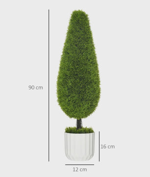 Set van 2 Kunstcipressen 90 cm met Pot en Mos - Decoratieve Kunstplant voor Binnen en Buiten