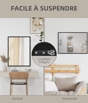 HOMCOM Rechthoekige Wandspiegel 60x80 cm met Zwart Frame - Ideaal voor Woonkamer, Slaapkamer of Badkamer