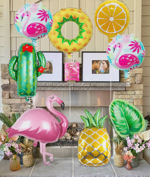 8-delige Tropische Feestballonnen Set met Flamingo, Ananas, Cactus & Citrus