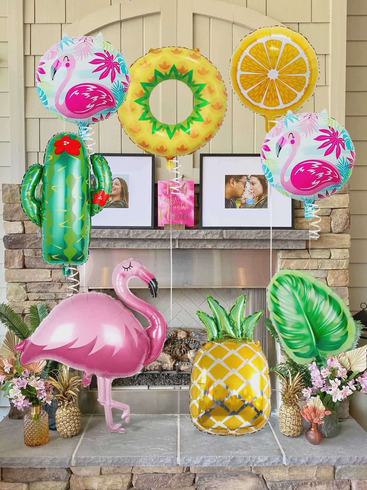8-delige Tropische Feestballonnen Set met Flamingo, Ananas, Cactus & Citrus