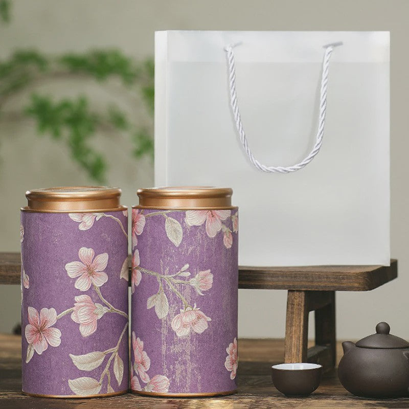 Decoratieve Theeblik met Bloemenprint - Afsluitbare Opbergbus voor Thee