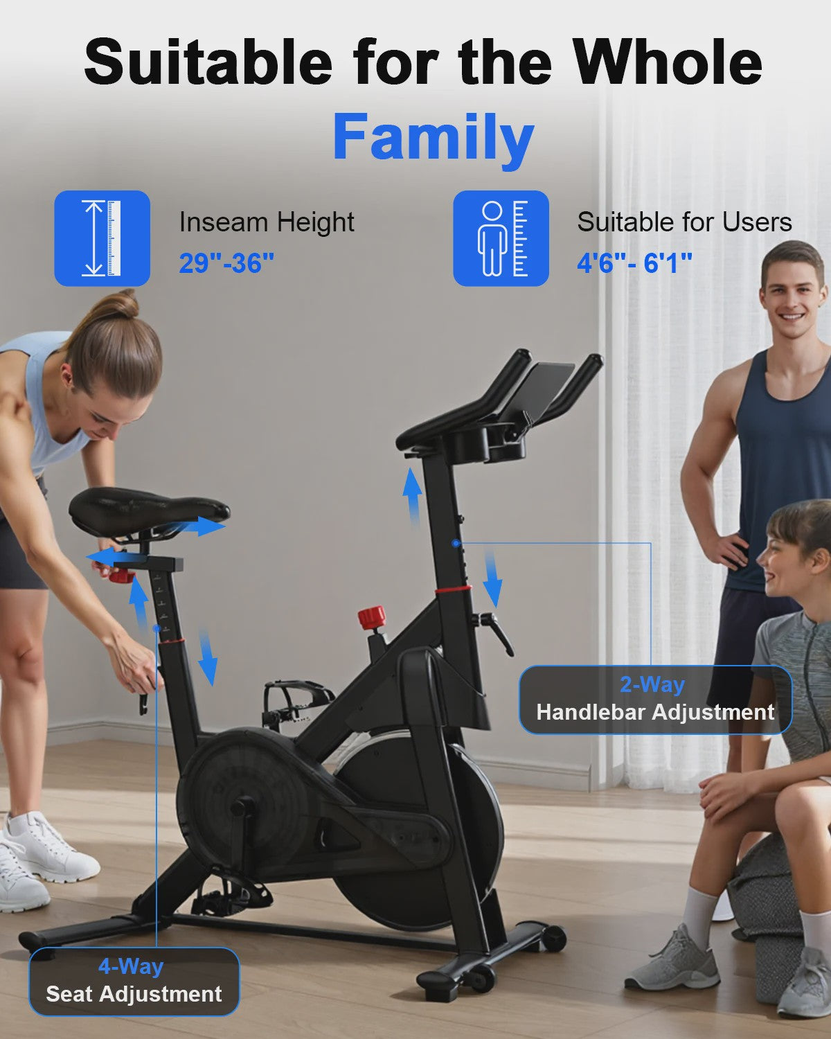 Superun Hometrainer met Magneetweerstand en Tablet Houder - Comfortabel Binnen Fietsen