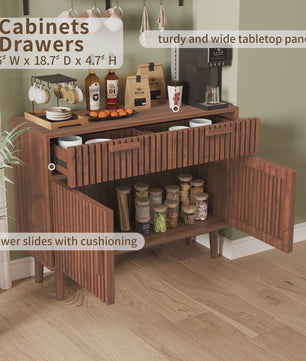 Mid-Century Houten Buffetkast met 2 Lades en 2 Deuren - Stijlvolle Console voor Woonkamer of Hal