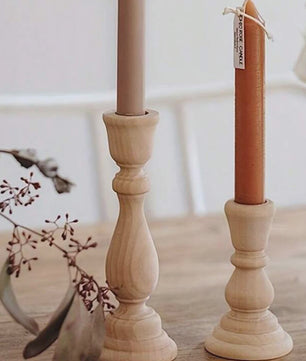 Set Houten Kandelaars - Onbehandeld Hout voor Tafeldecoratie, Bruiloft & Feest