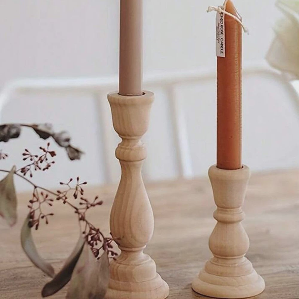 Set Houten Kandelaars - Onbehandeld Hout voor Tafeldecoratie, Bruiloft & Feest