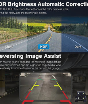 E-ACE Full HD 1080P Dash Cam met 4-inch Touch IPS Scherm, Dubbele Camera Voor & Achter, Nachtzicht en Parkeerfunctie