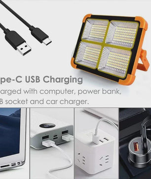 Draagbare Zonne-energie Campinglamp met Statief - Oplaadbaar LED Werklicht voor Noodgevallen