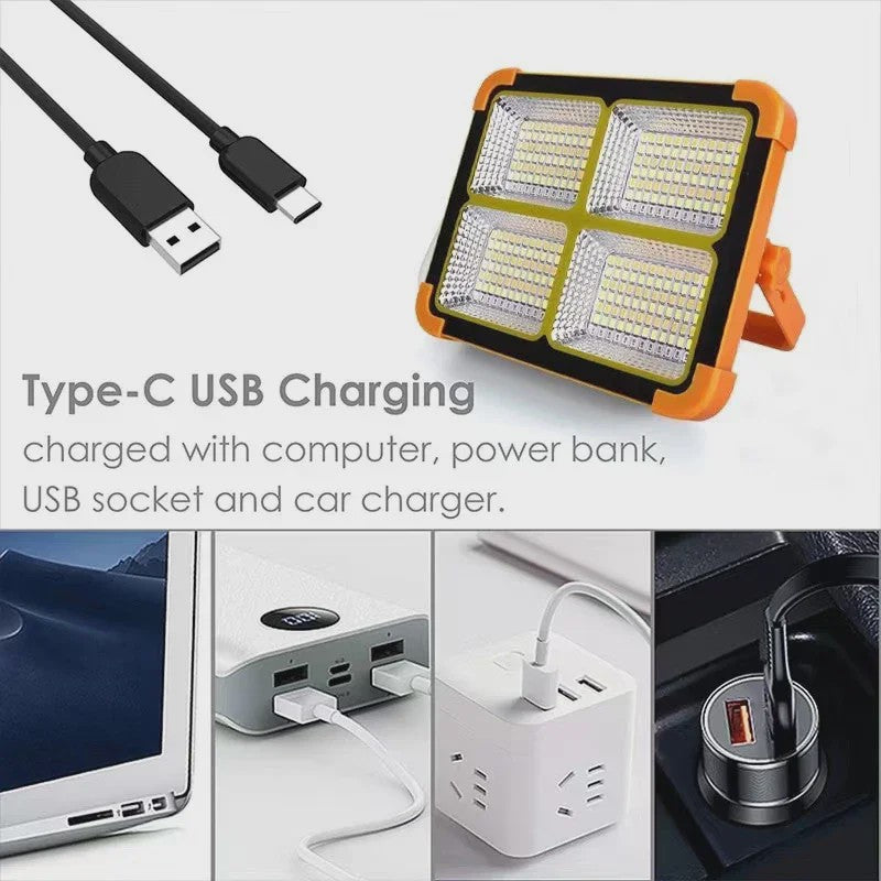 Draagbare Zonne-energie Campinglamp met Statief - Oplaadbaar LED Werklicht voor Noodgevallen