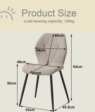 Set van 2, 4 of 6 Eetkamerstoelen - Gestoffeerd, Gewatteerd Linnenlook Stof, Metalen Poten