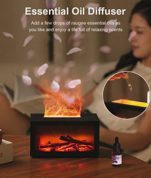 Sfeervolle Vlam Diffuser & Luchtbevochtiger met Aromatherapie & Nachtlampje